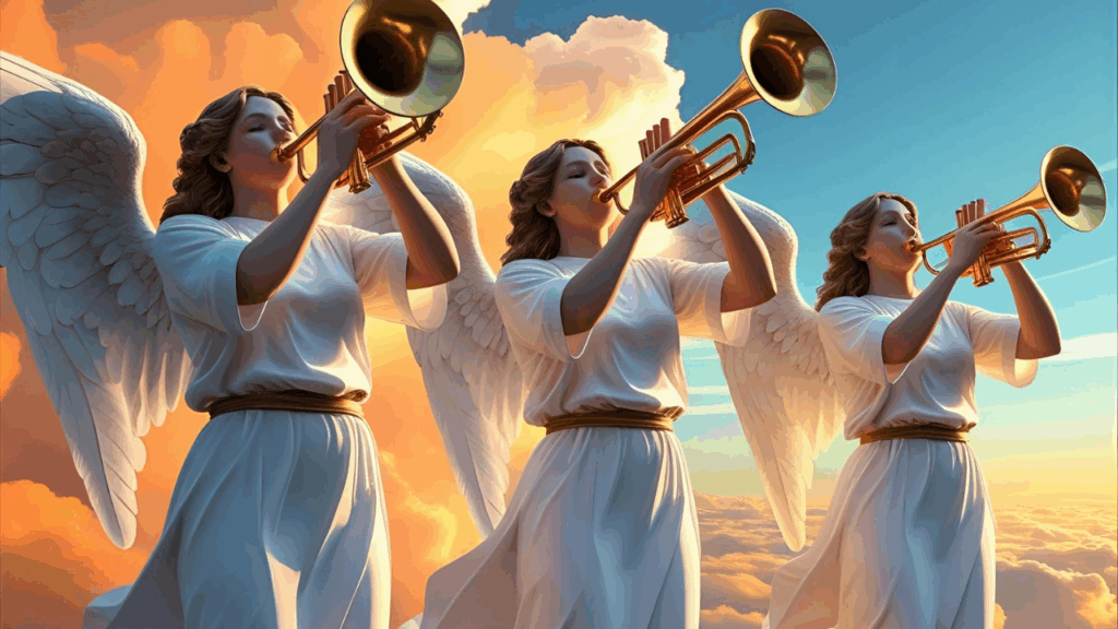 Anjos tocando a trombeta 