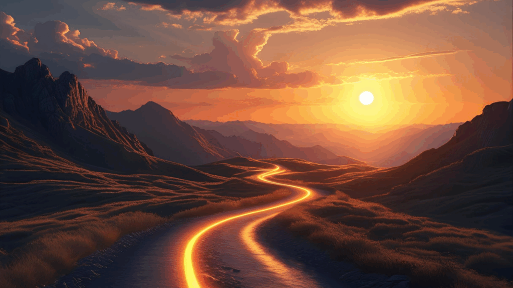 Imagem de um caminho iluminado representando confiança em Deus, o único caminho 