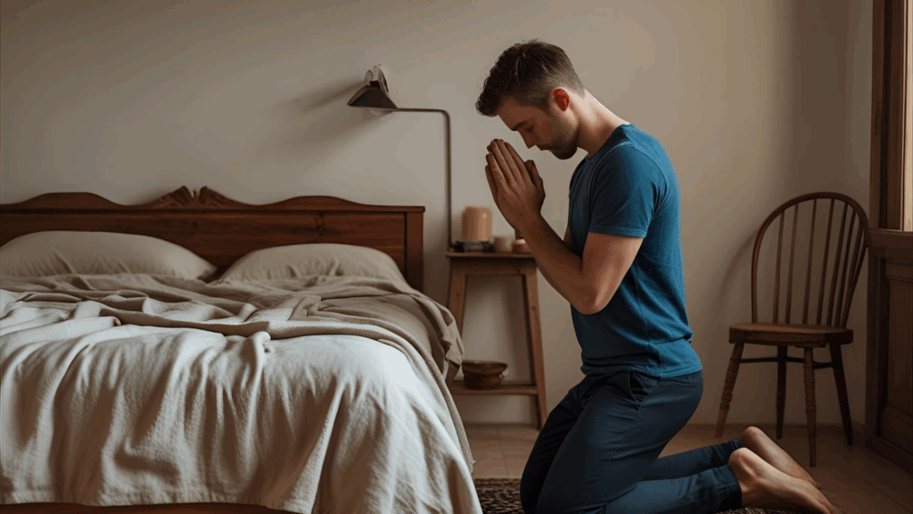 Pessoa orando, vivendo a vida cristã na prática 