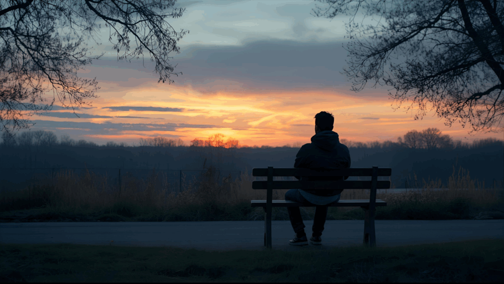 Uma pessoa sozinha para praticar o silêncio espiritual 