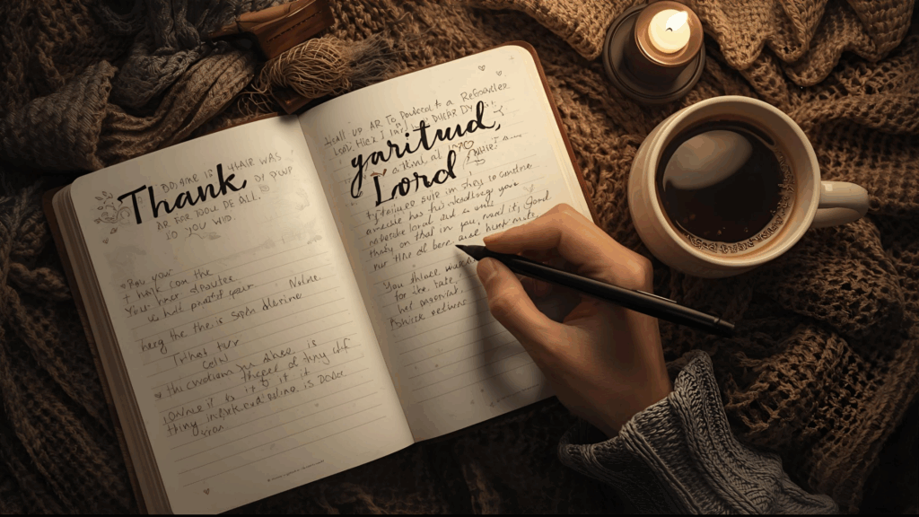 Pessoa fazendo o diário de gratidão para agradecer pelas pequenas coisas