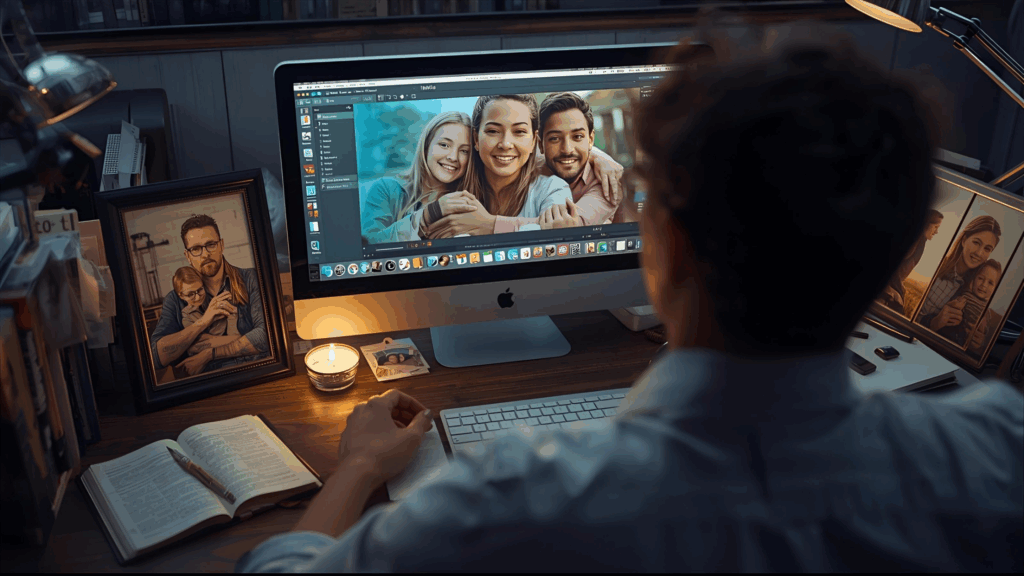 Imagem de pessoa trabalhando no escritório, mas tentando equilibrar família, espiritualidade e família 