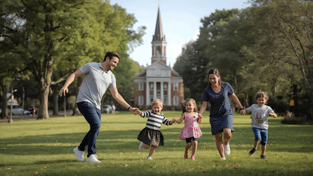 Imagem de uma família feliz, mostrando a importância da família 