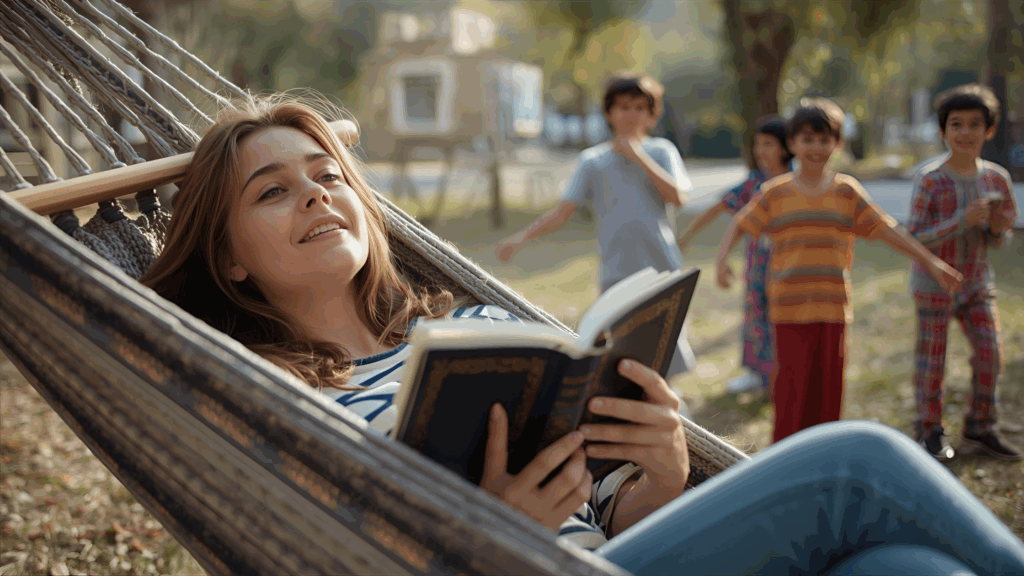 Imagem de uma pessoa descansando na rede e lendo a Bíblia pra mostrar a importância do descanso 