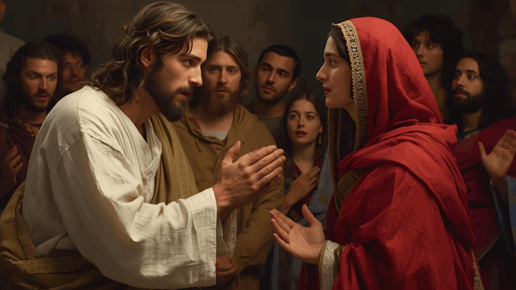 Jesus mostrando compaixão para mulher adúltera