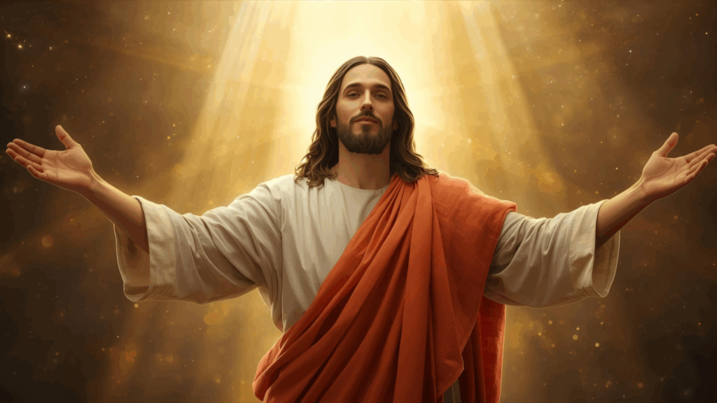 Imagem de Jesus com os braços abertos mostrando que sempre vai nos perdoar se nos arrependermos 