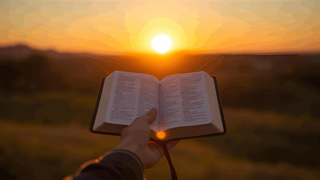 Imagem de um pessoa com a bíblia na mão representando entrega a Deus 