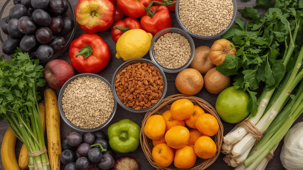 Imagem de frutas e legumes para representar alimentos permitido no jejum de Daniel 