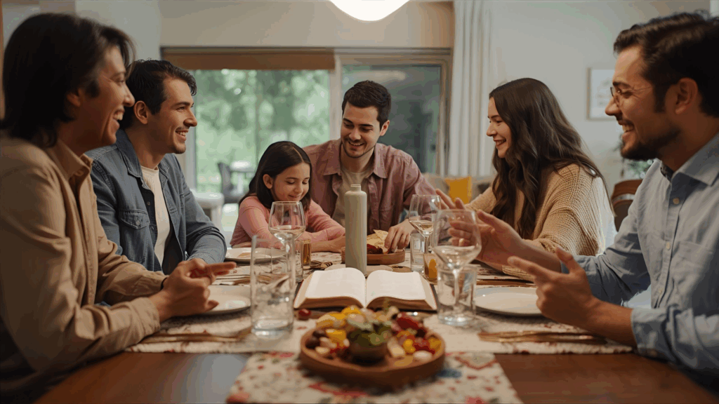 Imagem de uma família guardando o sábado
