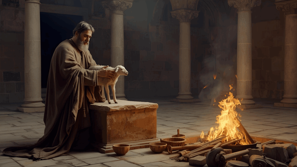 Imagem representativa do sacrifício do cordeiro no santuário