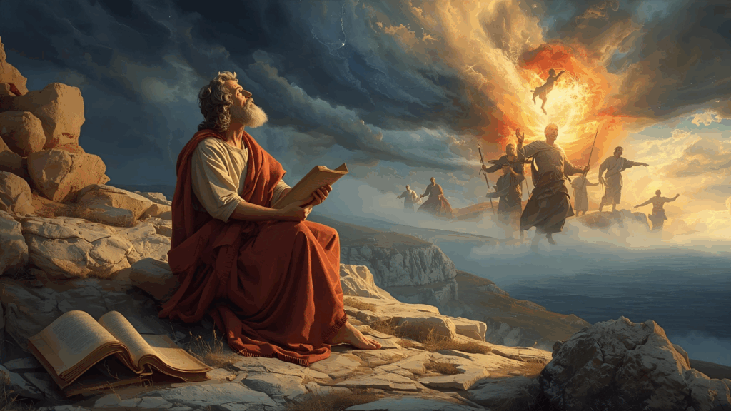 Imagem representando a visão de João em Patmos