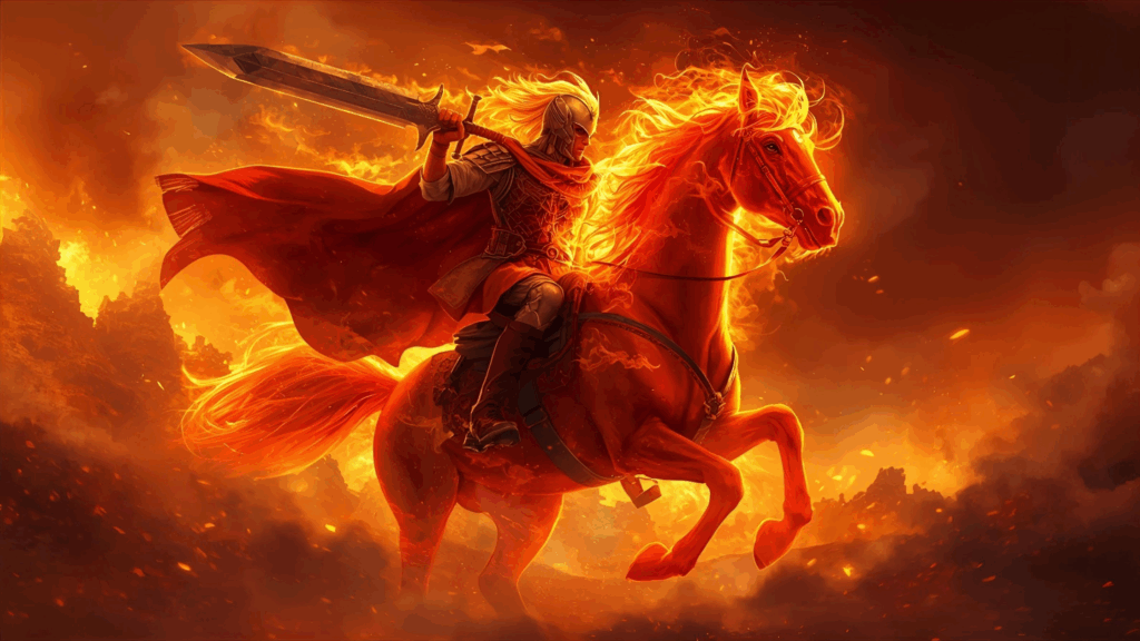 O cavalo vermelho com seu cavaleiro 