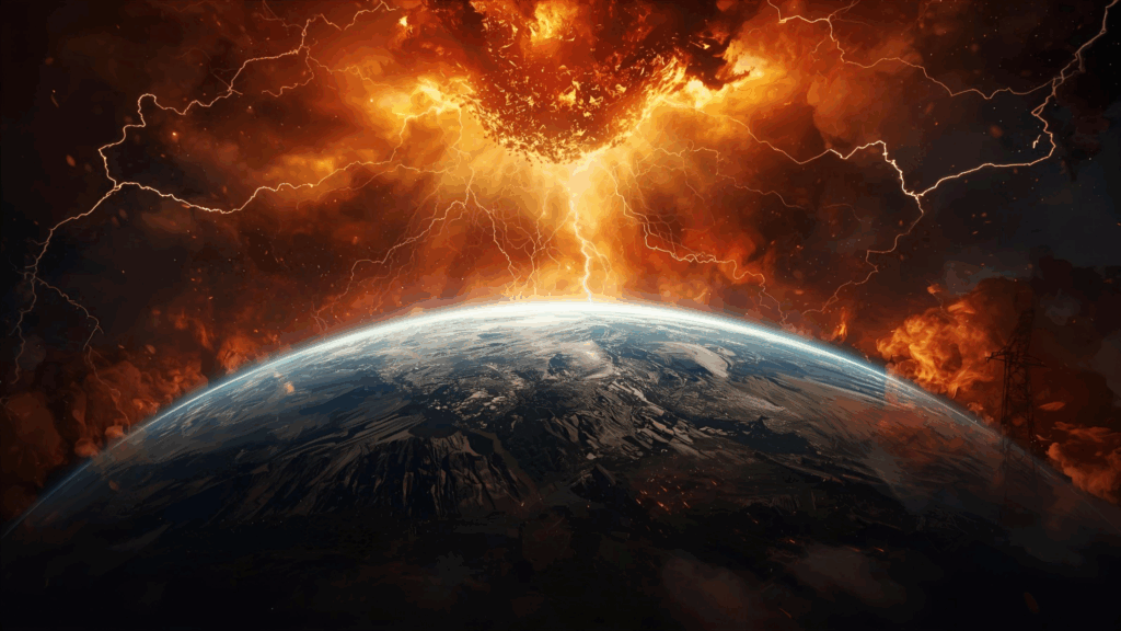 Imagem da terra em castigo severo dos 7 Flagelos 