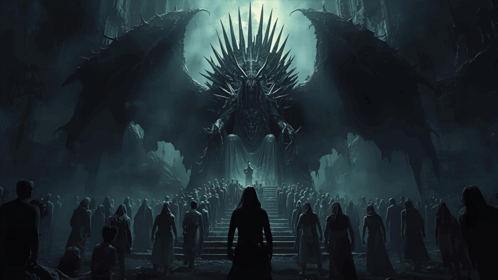 Imagem de trevas no trono da besta