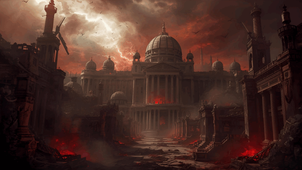 Imagem de uma cidade representando a Babilônia 