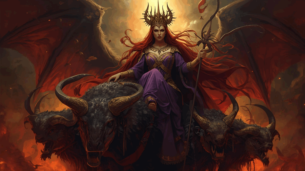 Meretriz em cima da besta descrita em apocalipse 