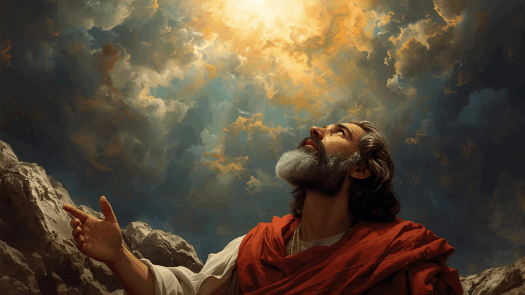 Imagem de João tendo a visão do novo céu e a nova terra 