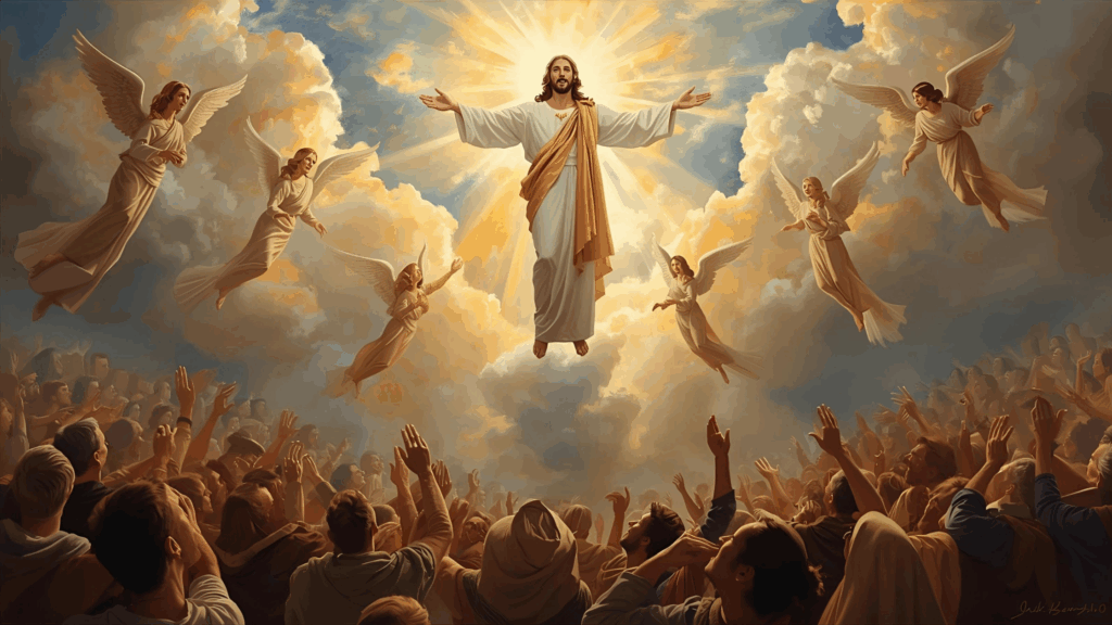 Imagem de Jesus voltando nas nuvens do céu 