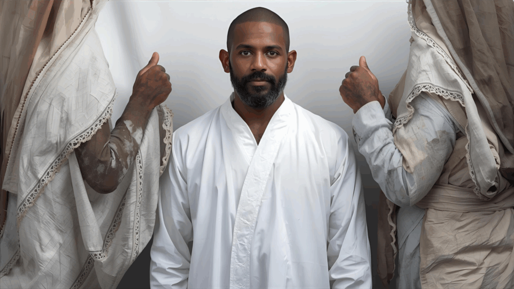 Imagem de um homem vestido de branco 